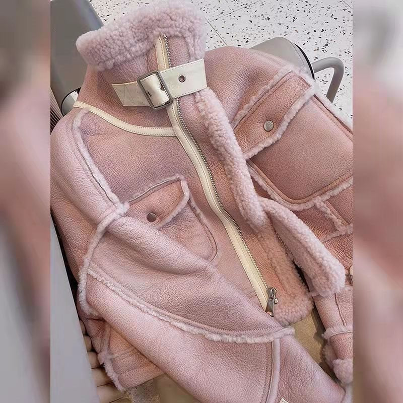 Veste façon peau retournée